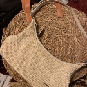 The Sak Cream and Tan Woven Shoulder Bag